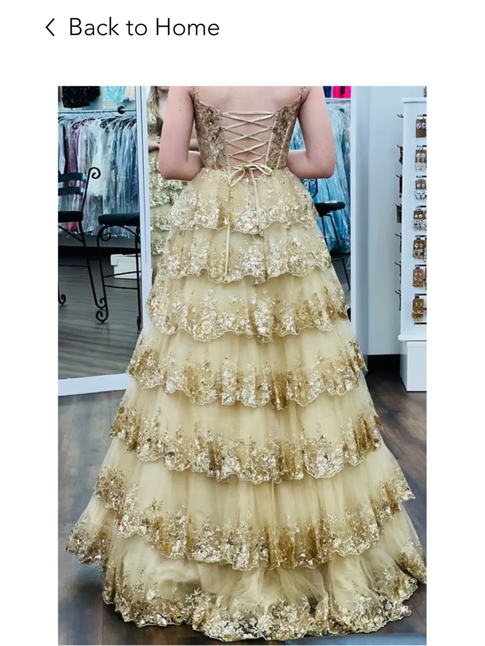 Sherri Hill Champagne Sequin Evening Gown - Picture 7 of 7